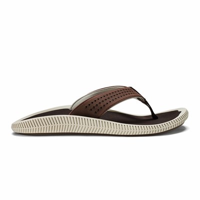 Brown OluKai Ulele Men's Sandals | 31058-PVCB