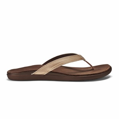 Copper / Dark OluKai ‘Aukai Women's Sandals | 75629-PLOA