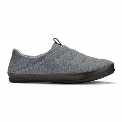 Dark Grey / Black OluKai Mahana Men's Slippers | 13456-CNQV