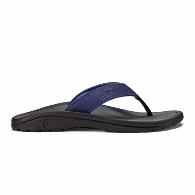 Dark Grey OluKai ‘Ohana Men's Sandals | 96302-FEAP