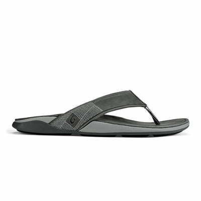 Grey OluKai Tuahine Men's Sandals | 25481-FNVX