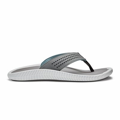 Grey OluKai Ulele Men's Sandals | 52893-WBUA