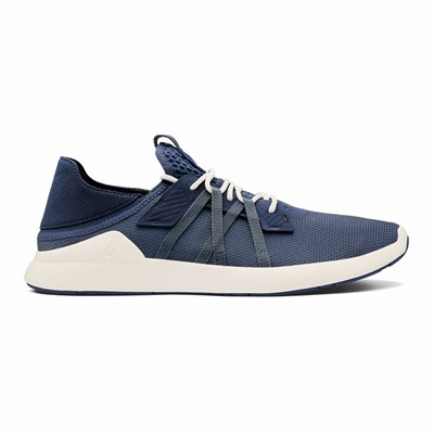 Indigo / White OluKai Holo Men's Sneakers | 80671-TAMZ