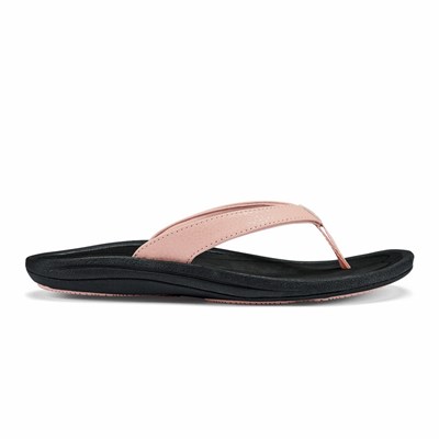 Pink / Black OluKai Kūlapa Kai Women's Sandals | 87462-PCRJ