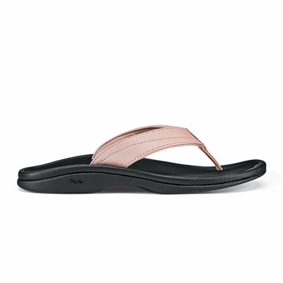 Pink / Black OluKai ‘Ohana Women's Sandals | 52107-FMWY