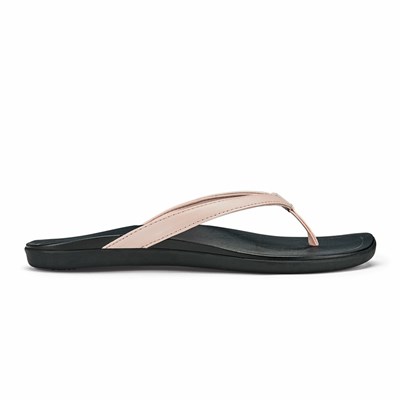 Pink Metal / Black OluKai Ho‘ōpio Women's Sandals | 14380-ODBH