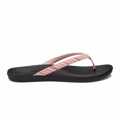 Pink / Stripes OluKai Ho‘ōpio Women's Sandals | 40851-CVOM