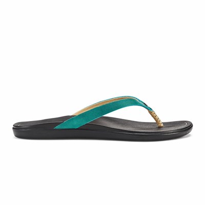 Silver OluKai Ho‘ōpio Leather Women's Sandals | 26931-ZKGQ