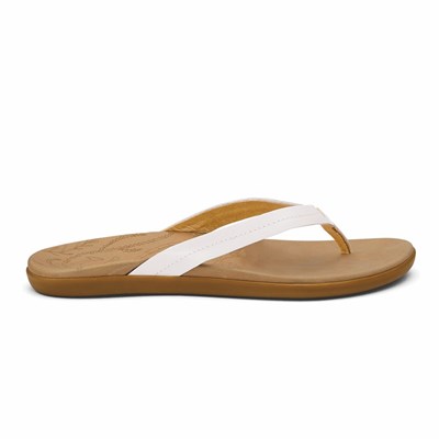 White / Brown OluKai Honu Women's Sandals | 84906-JLDI