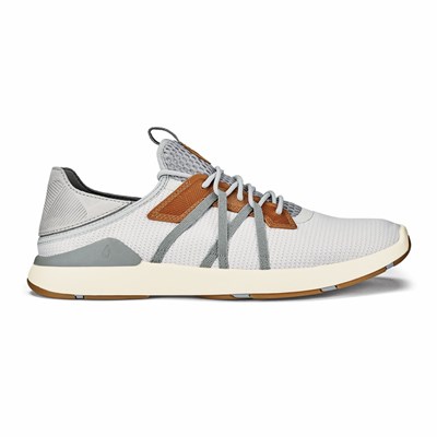 White Grey OluKai Mio Lī Men's Sneakers | 81309-YGNI