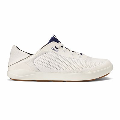 White OluKai Moku Pae Men's Sneakers | 59841-RSNP